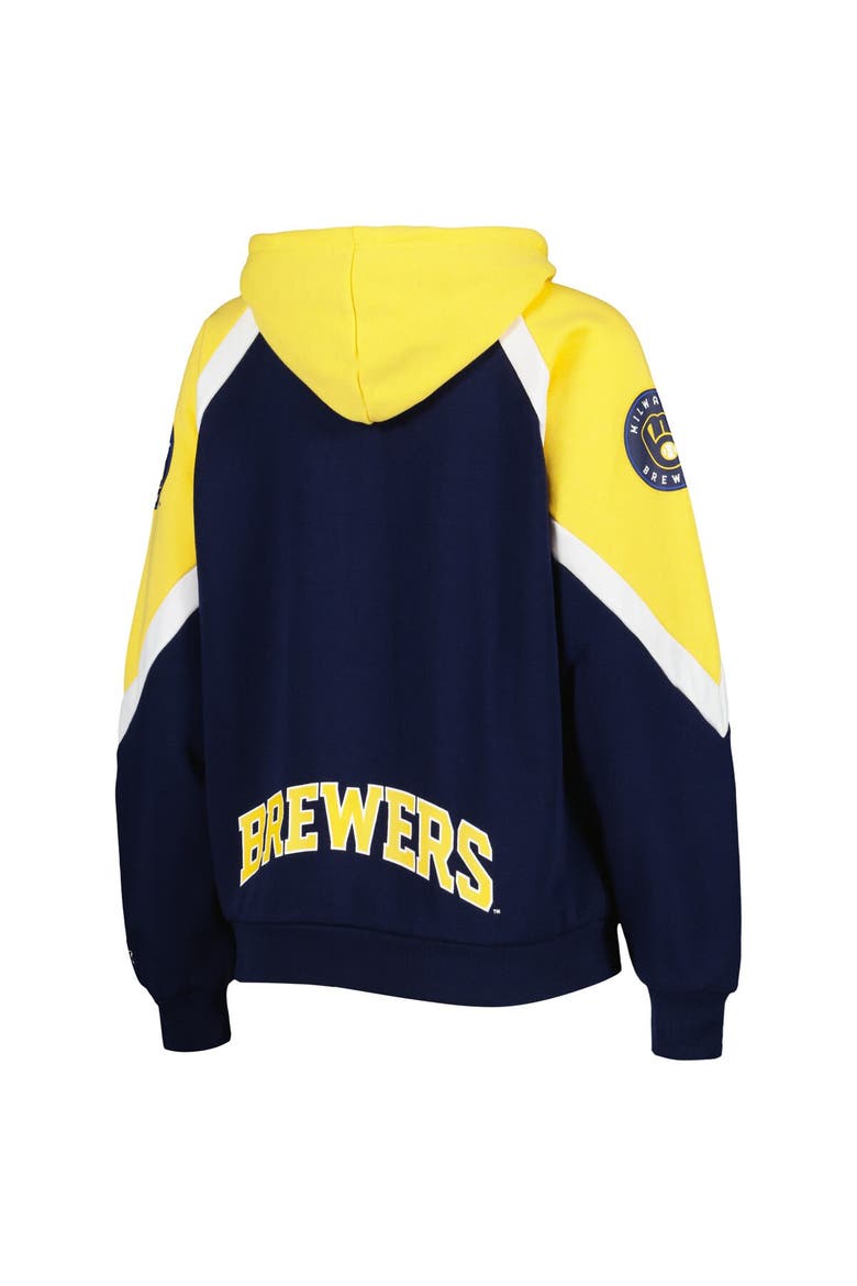 Women's Starter Navy/Gold Milwaukee Brewers Hail Mary Full-Zip Hoodie, Alternate, color, Navy