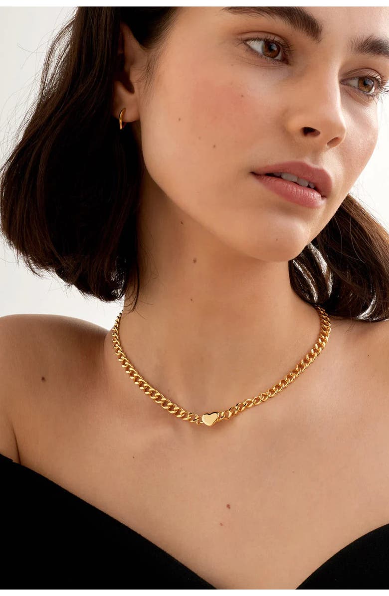 Katie Loxton Allure Waterproof Gold Heart Chain Necklace, Alternate, color, Gold