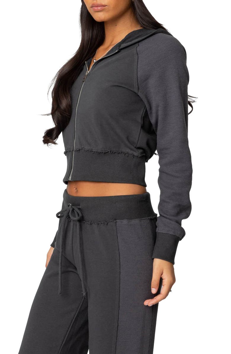 EDIKTED Chandler Crop Hoodie, Alternate, color, Gray