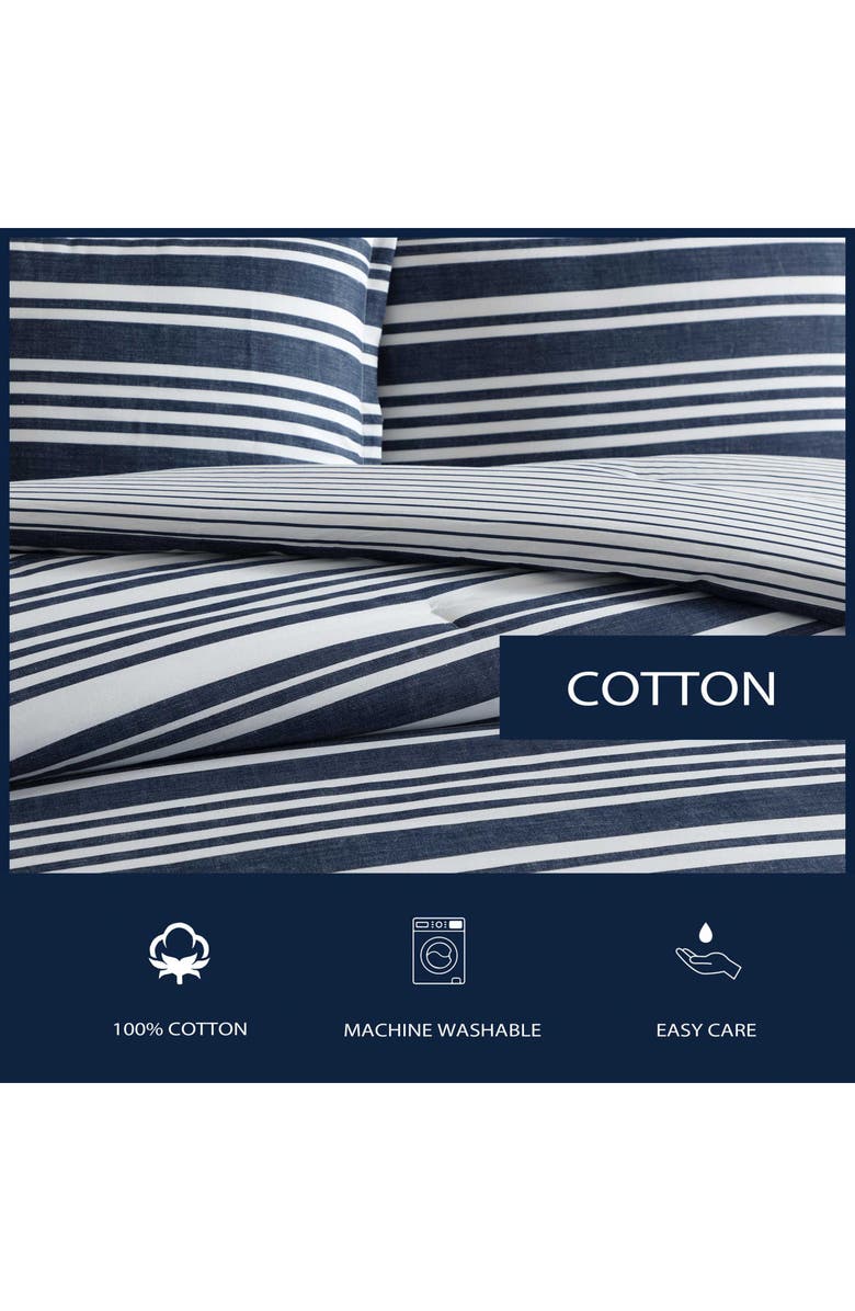 Nautica Coastline Stripe Cotton Comforter Set, Alternate, color, Dark Blue