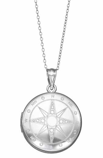 Sterling Silver Compass Pendant Necklace