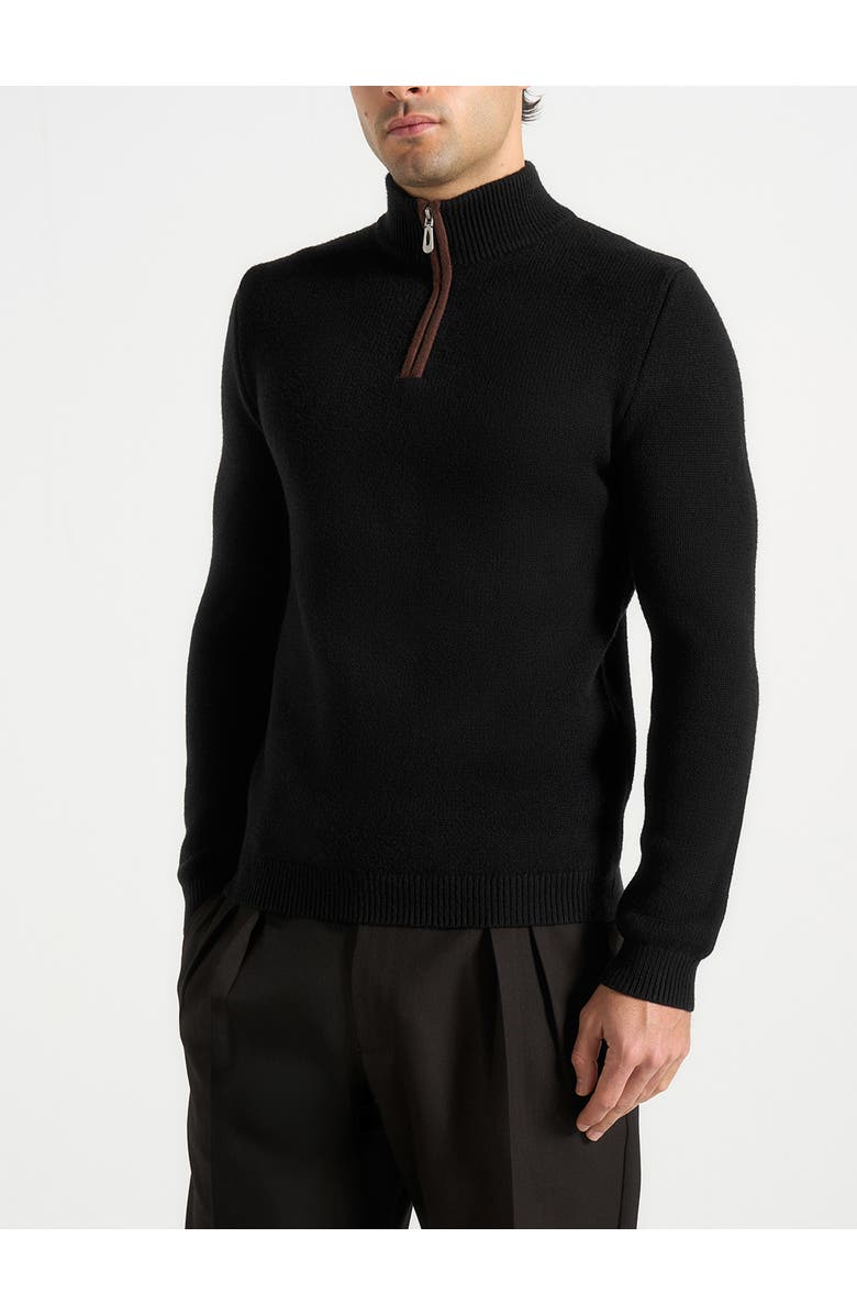Manière De Voir Torin Quarter Zip Knit Jumper, Main, color, Black
