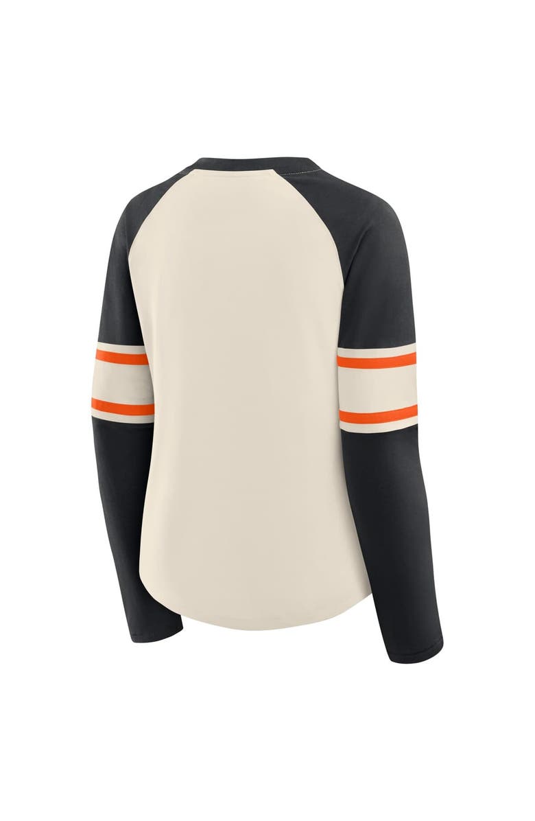 FANATICS Women's Fanatics Cream/Black Cincinnati Bengals Hometown Gridiron Hero Raglan Lace-Up V-Neck Long Sleeve T-Shirt, Alternate, color, Cream