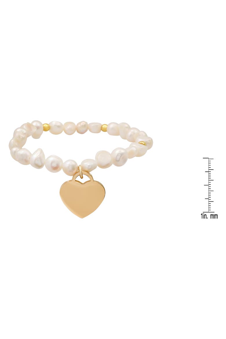 Freshwater Pearl Heart Charm Bracelet, Alternate, color, GOLD/CREAM