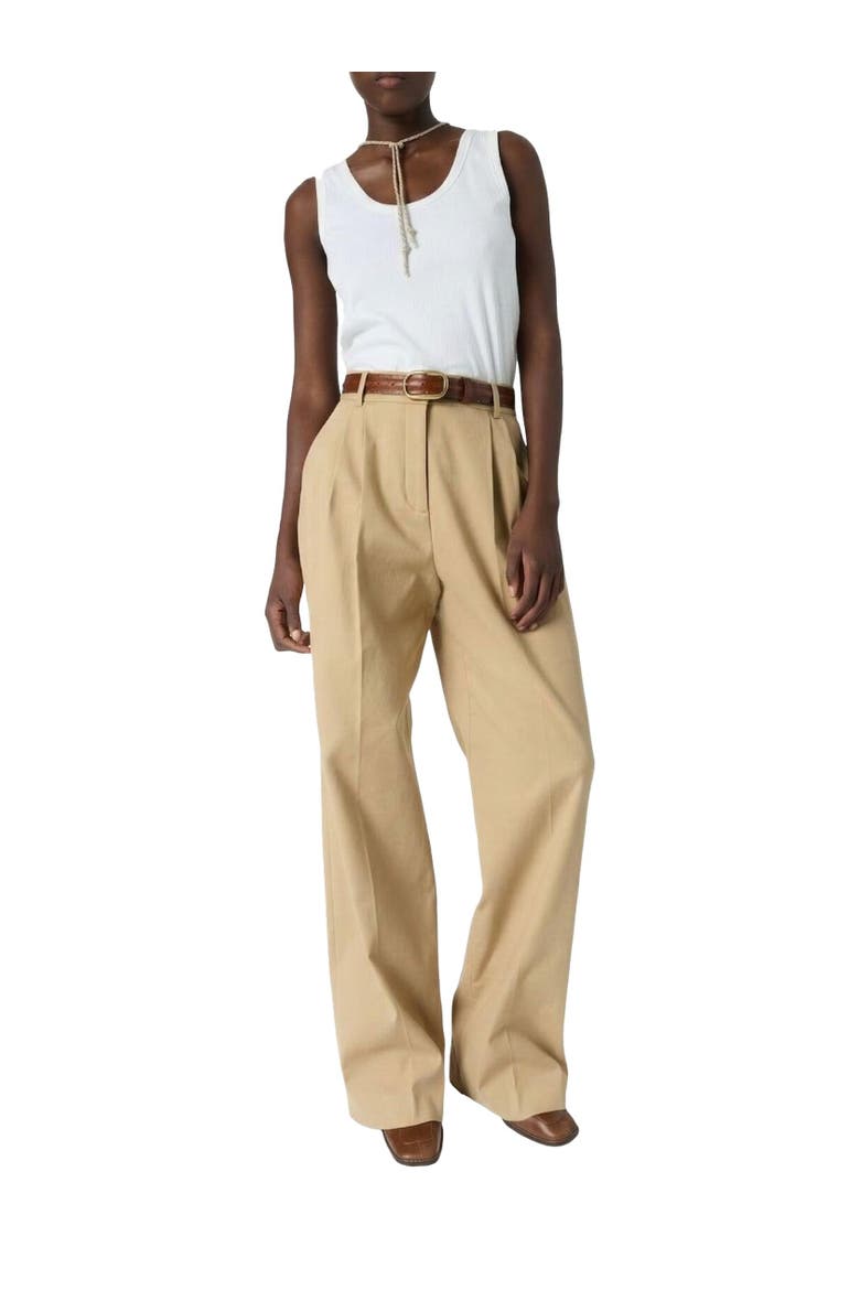 Azra High Rise Pleated Trousers, Alternate, color, Camel