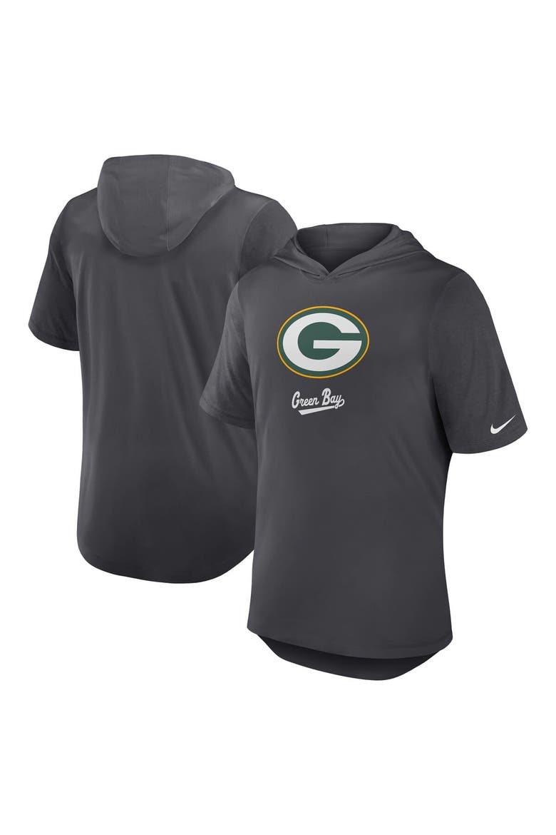 Men's Nike Anthracite Green Bay Packers Tri-Blend Performance Hoodie T-Shirt, Main, color, Anthracite