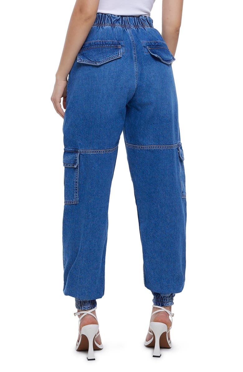 River Island Cargo Denim Joggers, Alternate, color, Denim
