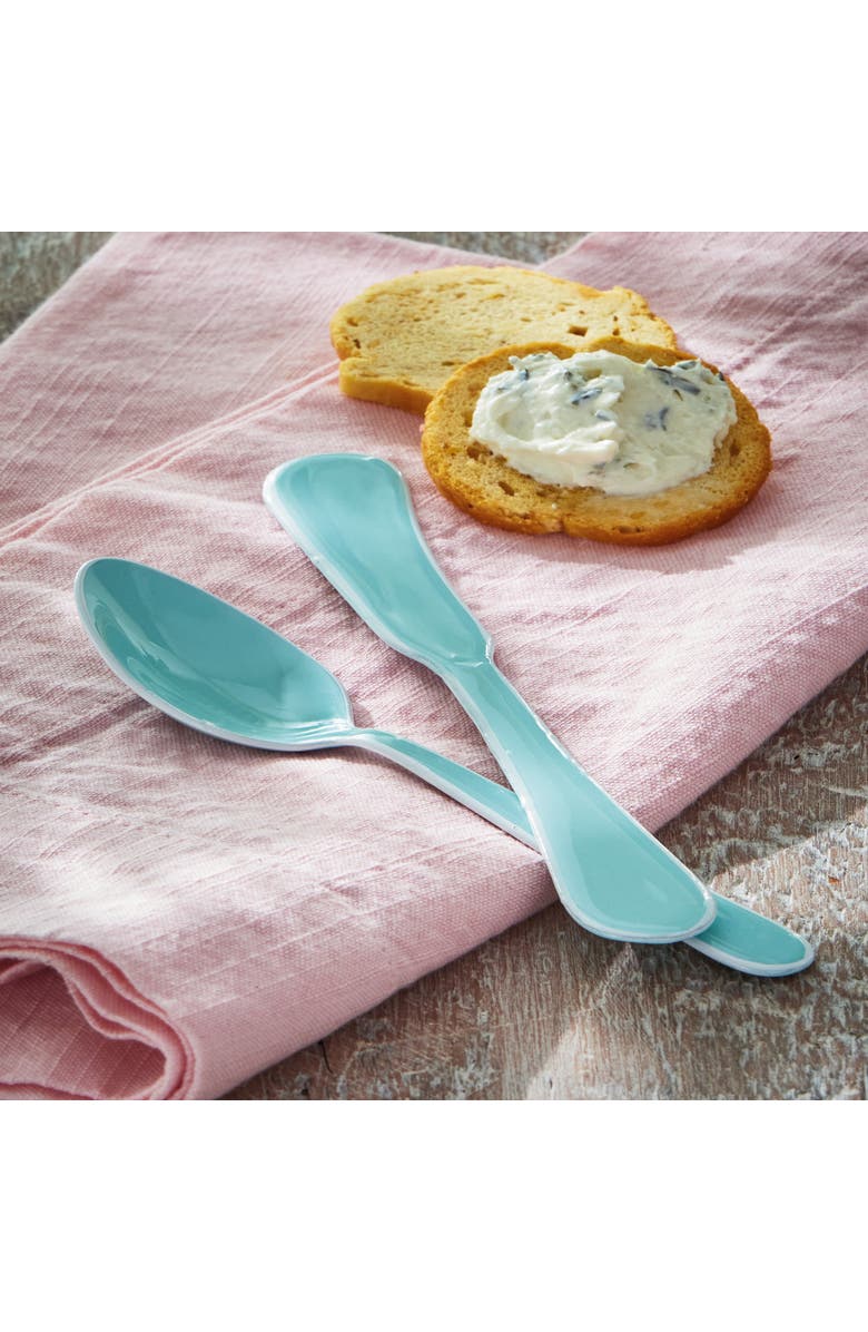 tag Monroe Enamel Teaspoon Aqua Aqua Stainless Steel Spring, Alternate, color, Blue