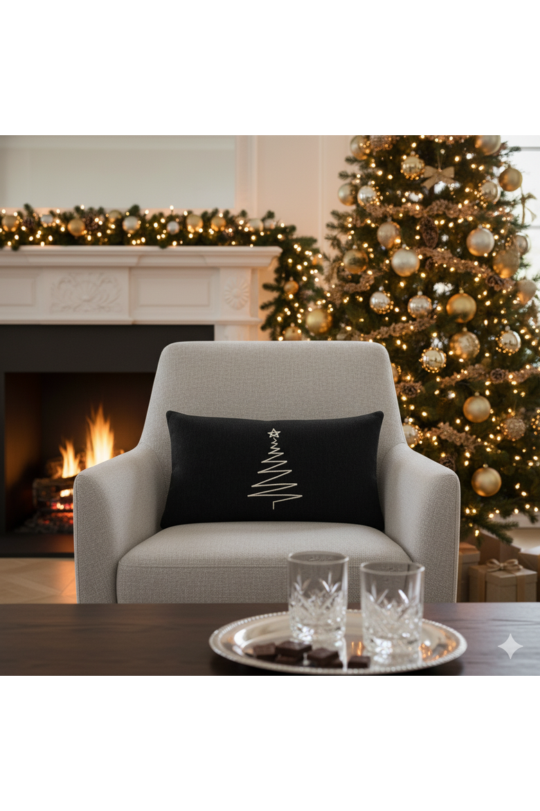 Silent Night Noir Indoor & Outdoor Woven Accent Pillow, Alternate, color, Noir