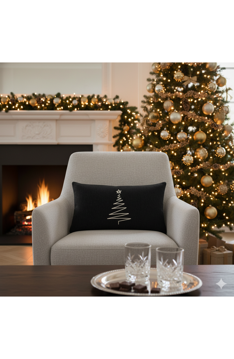 Elaine Smith Silent Night Noir Indoor & Outdoor Woven Accent Pillow, Alternate, color, Noir