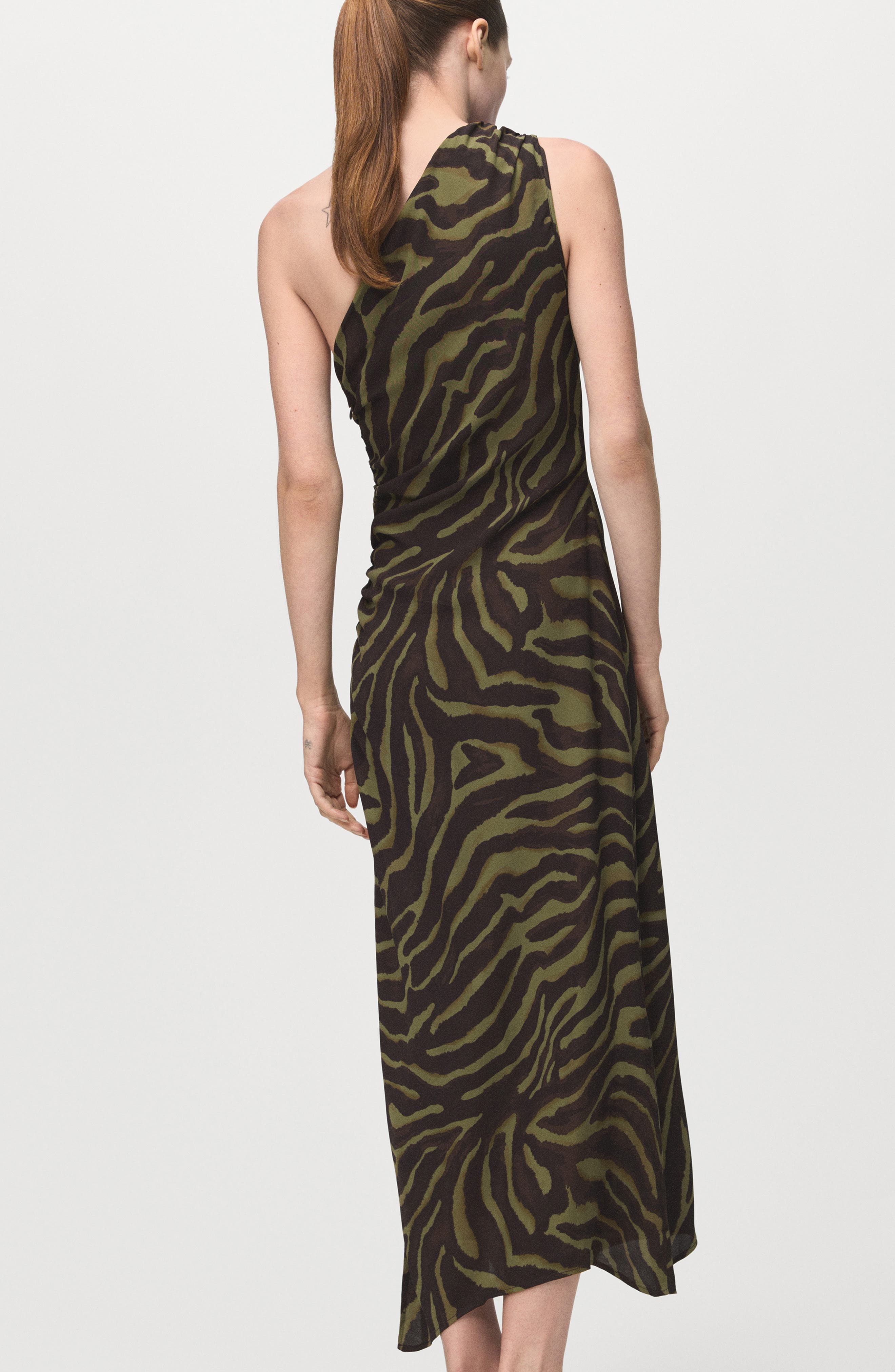 Printed One-Shoulder Midi Dress - image 2