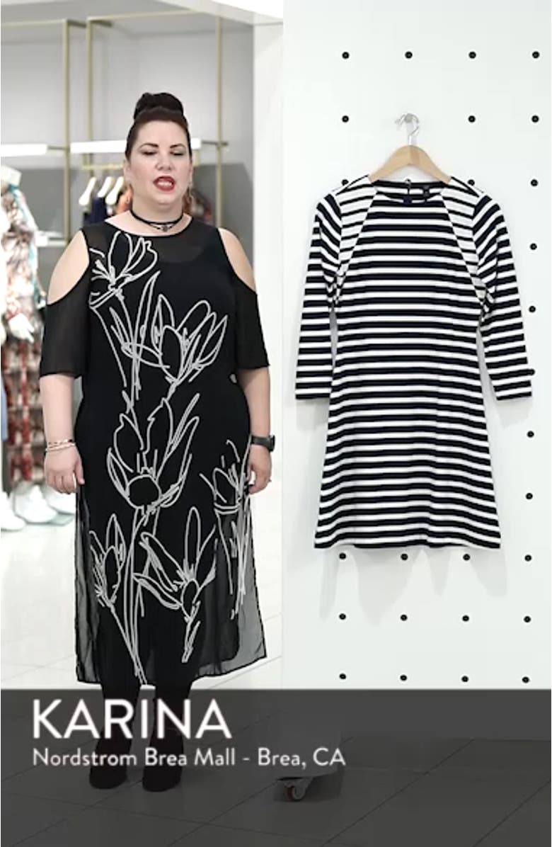 365 Stripe Knit Fit & Flare Dress, sales video thumbnail