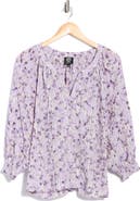 Bobeau Three-Quarter Sleeve Smocked Top