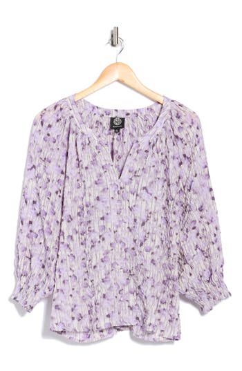 Bobeau Three-quarter Sleeve Smocked Top