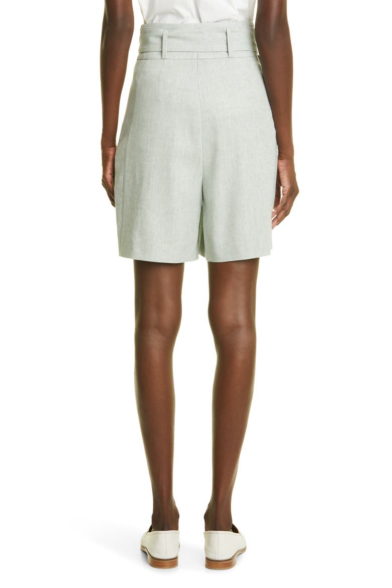 Fiorellina Belted Linen Bermuda Shorts, Alternate, color, MINT
