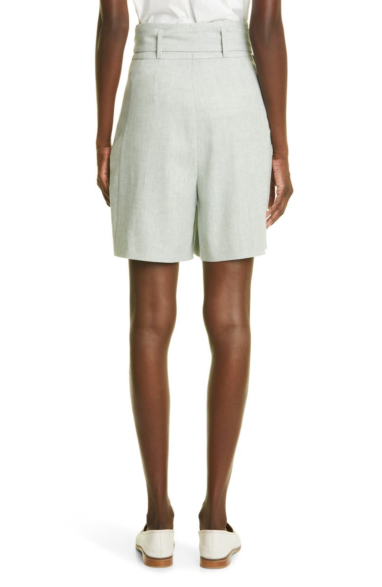 Akris punto Fiorellina Belted Linen Bermuda Shorts, Alternate, color,