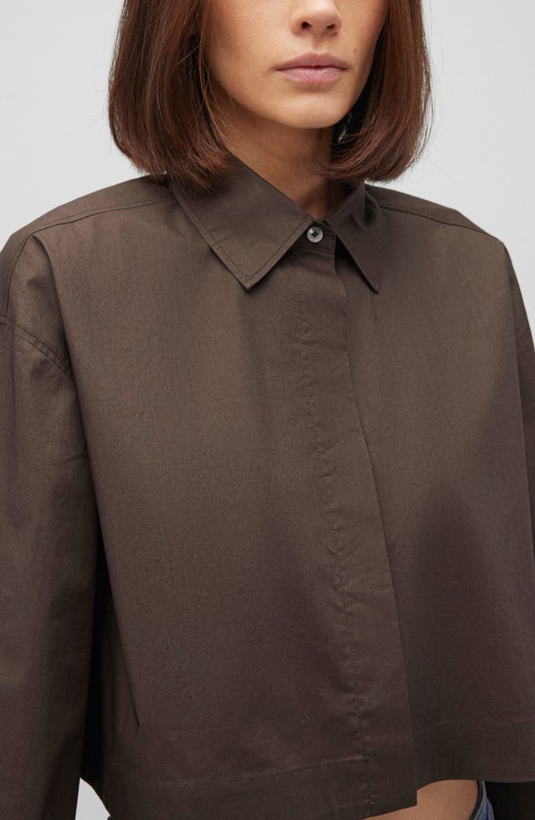 Mavi Jeans Bell Sleeve Crop Cotton Button-Up Shirt, Alternate, color, 