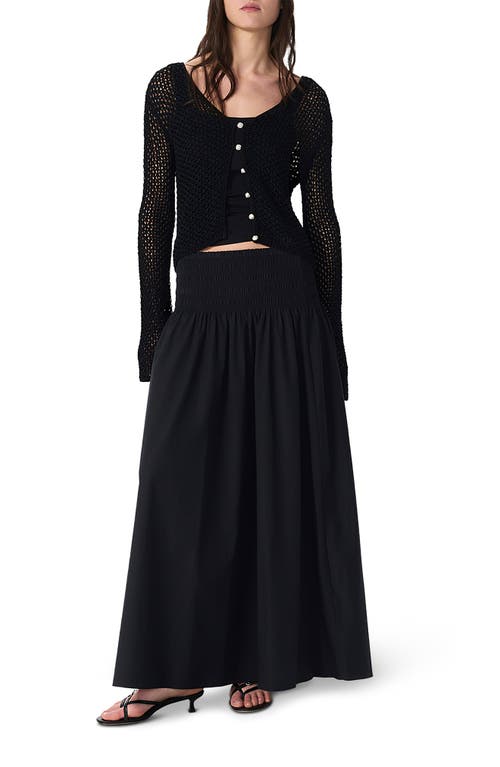 Rag & Bone Blythe Smocked Poplin Maxi Skirt In Black