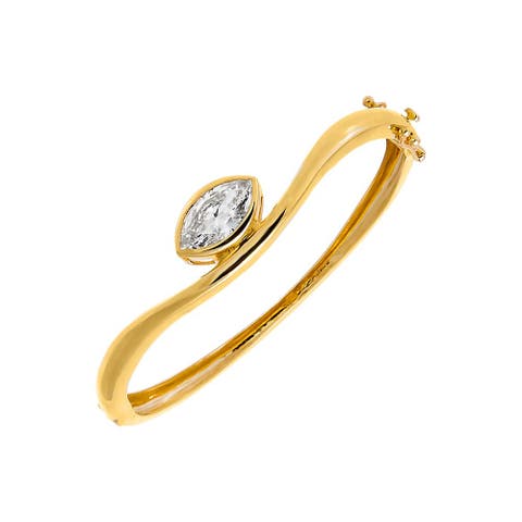 Lab Grown Diamond Marquise Bezel Bangle Bracelet 14K