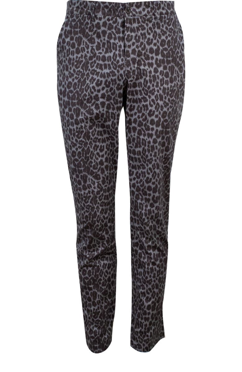 Lords of Harlech Charles Flat Front Chino Printed Pant, Alternate, color, Leopard Black
