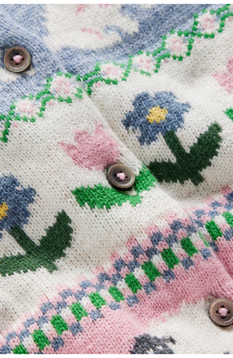 Mini Boden Kids' Edie Fair Isle Cardigan, Alternate, color, Glacier Blue Bunny Fair Isle