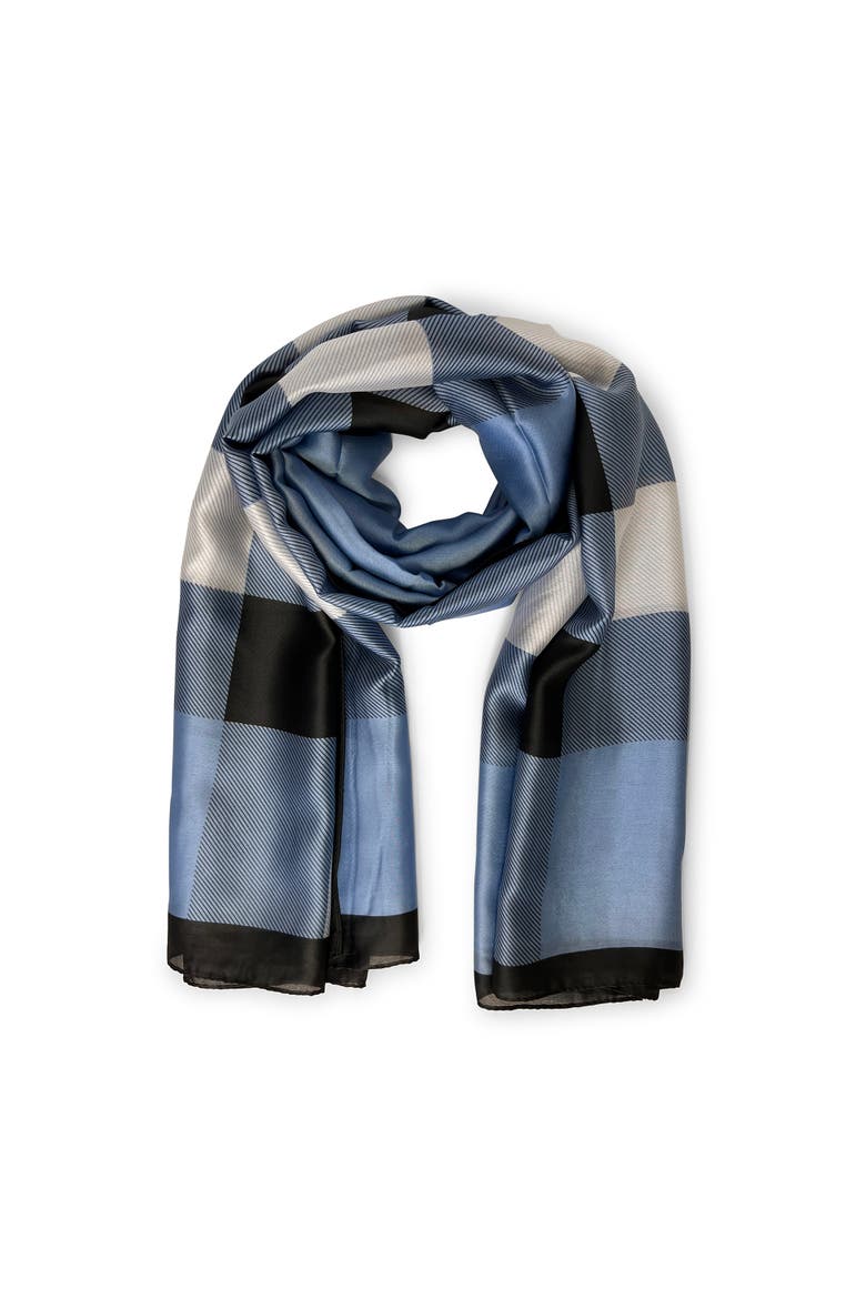Checkered & Trimmed Ultrasoft Lightweight Scarf, Alternate, color, Blue/Black