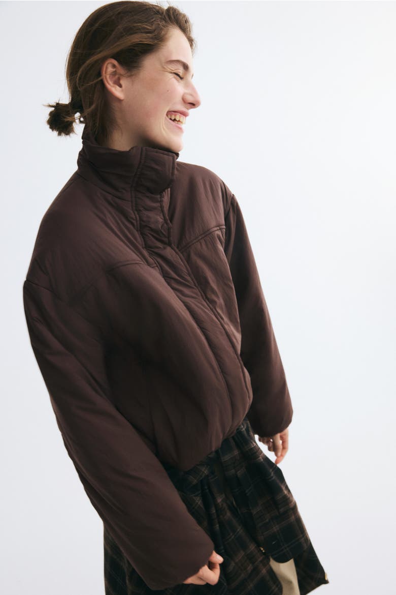 Padded Nylon Jacket, Alternate, color, Dark brown