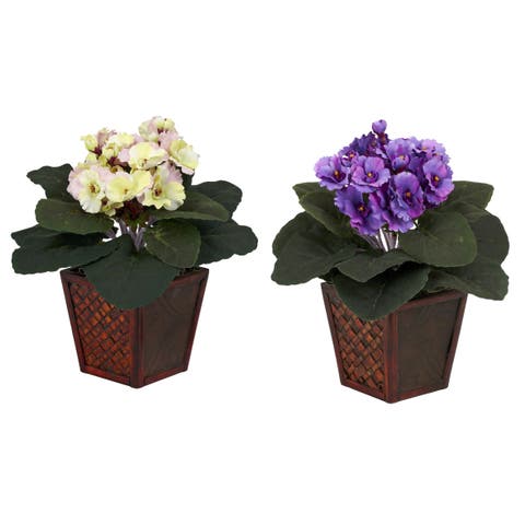African Violet with Vase Artificial Plant (Set of 2)