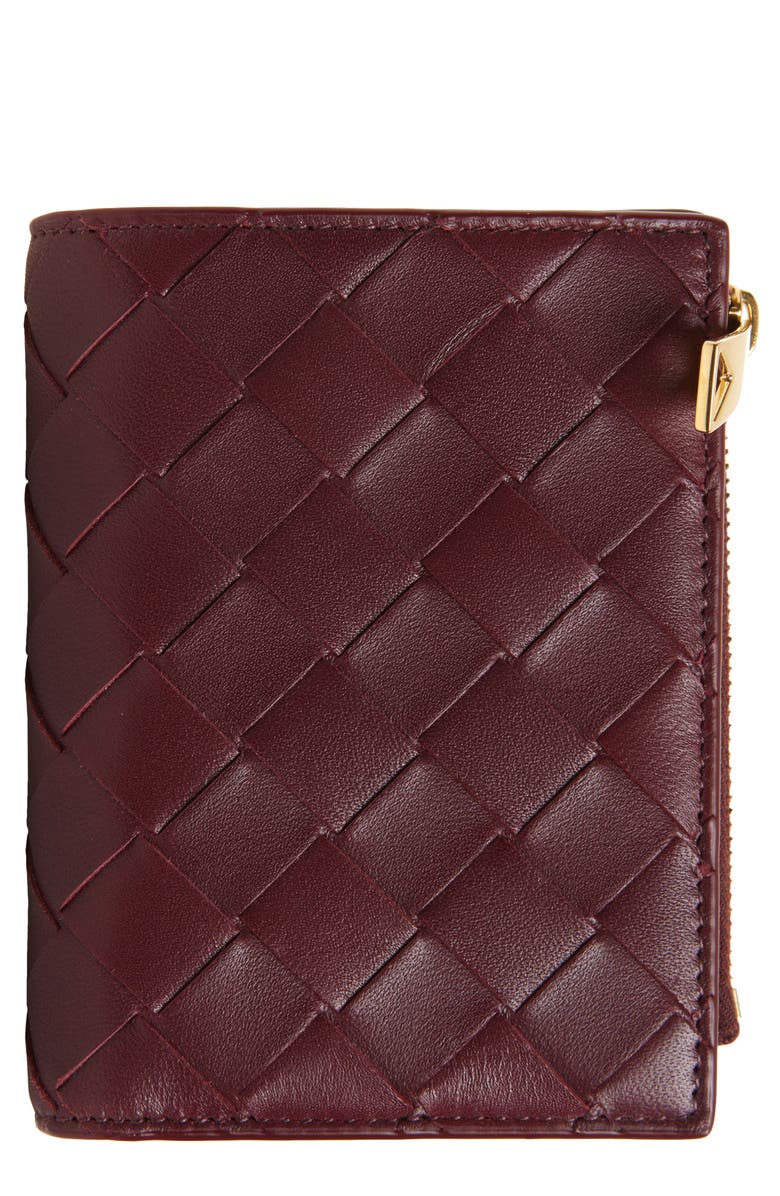 Bottega Veneta Small Intreccio Bifold Leather Wallet, Main, color, 2247 Barolo-Gold