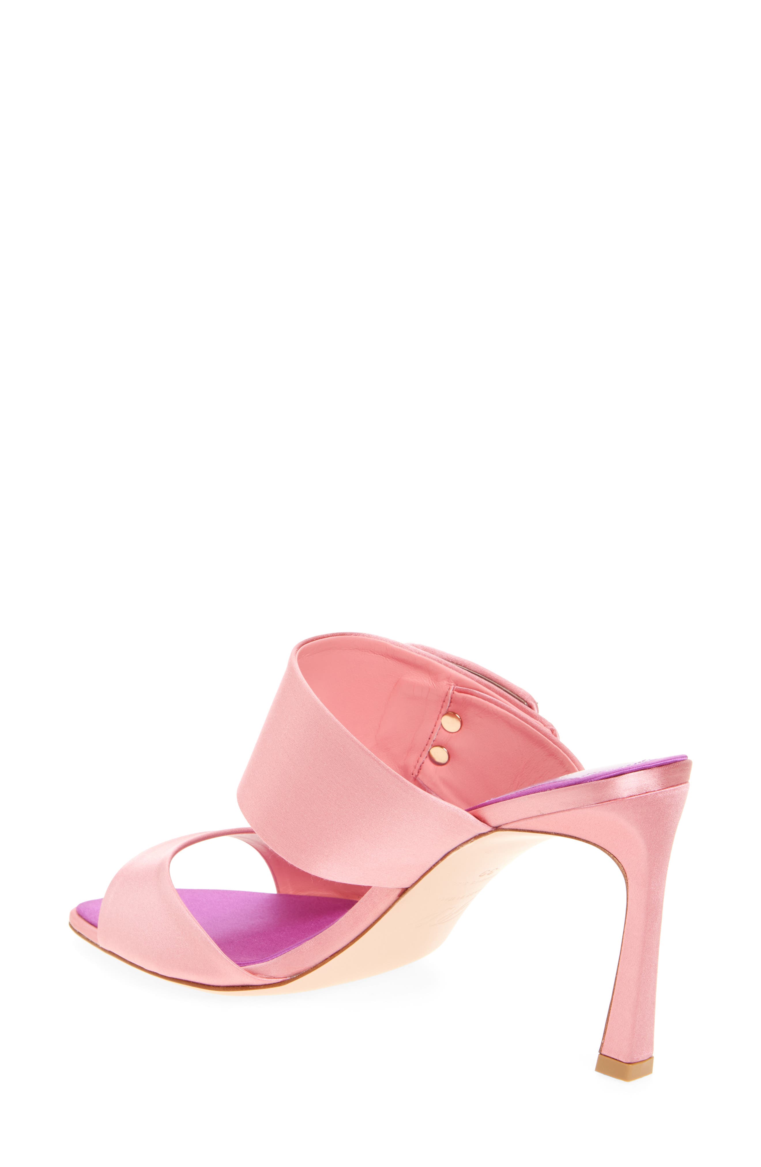Roger Vivier Trompette Crystal Buckle Satin Sandal, Alternate, color, Rosa Antico Chiaro