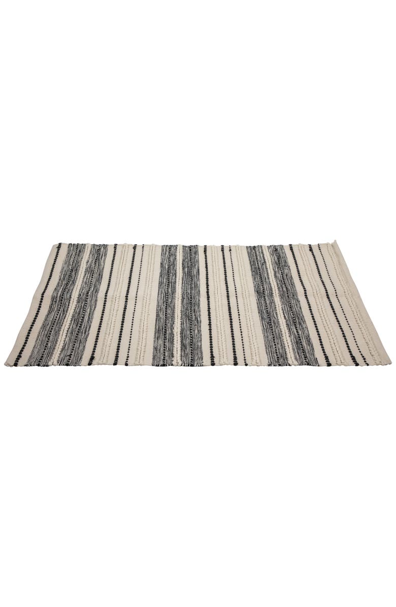Northlight 3.5' x 2.25' Cream and Black Twisted Textured Handloom Woven Outdoor Throw Rug, Alternate, color, Blue