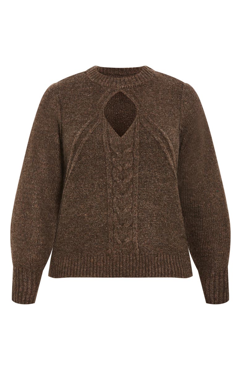 City Chic Salem Cutout Sweater, Alternate, color, Chocolate