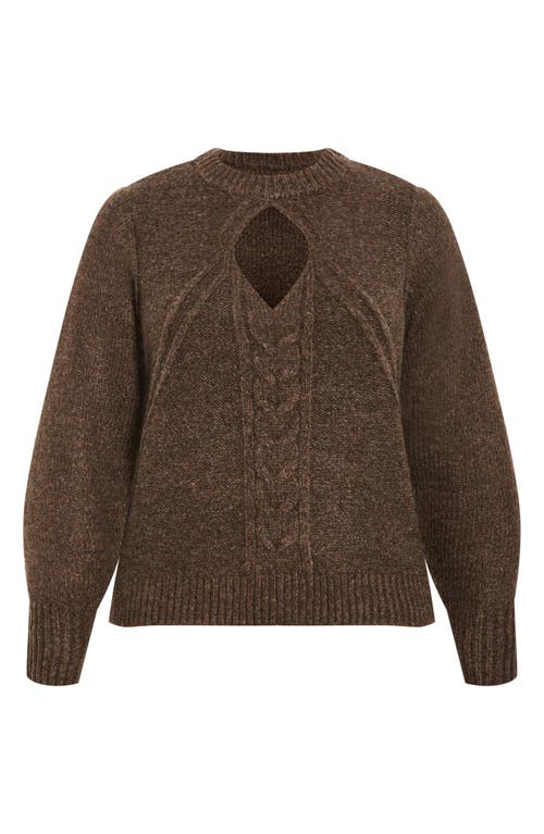 City Chic Salem Cutout Sweater In Brown