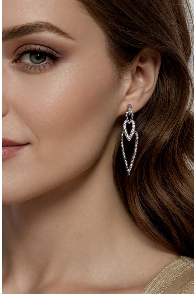 White Sapphire Drop Earrings, Alternate, color, STERLING SILVER