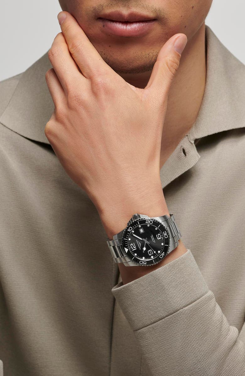 Longines HydroConquest Automatic Bracelet Watch, 41mm, Alternate, color, Black