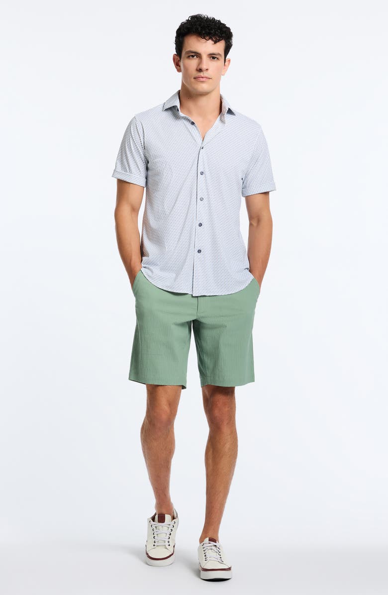 Robert Graham Copacabana Classic Fit Gingham Short Sleeve Knit Button-Up Shirt, Alternate, color, White Multi