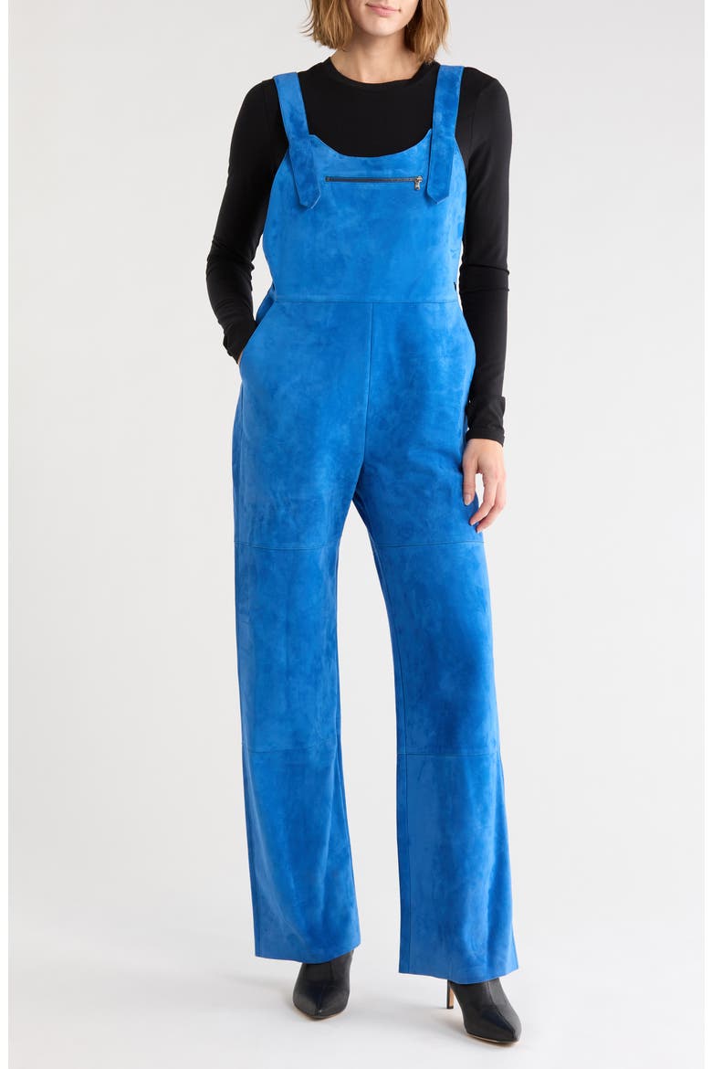 Leather Overalls, Main, color, BLUE