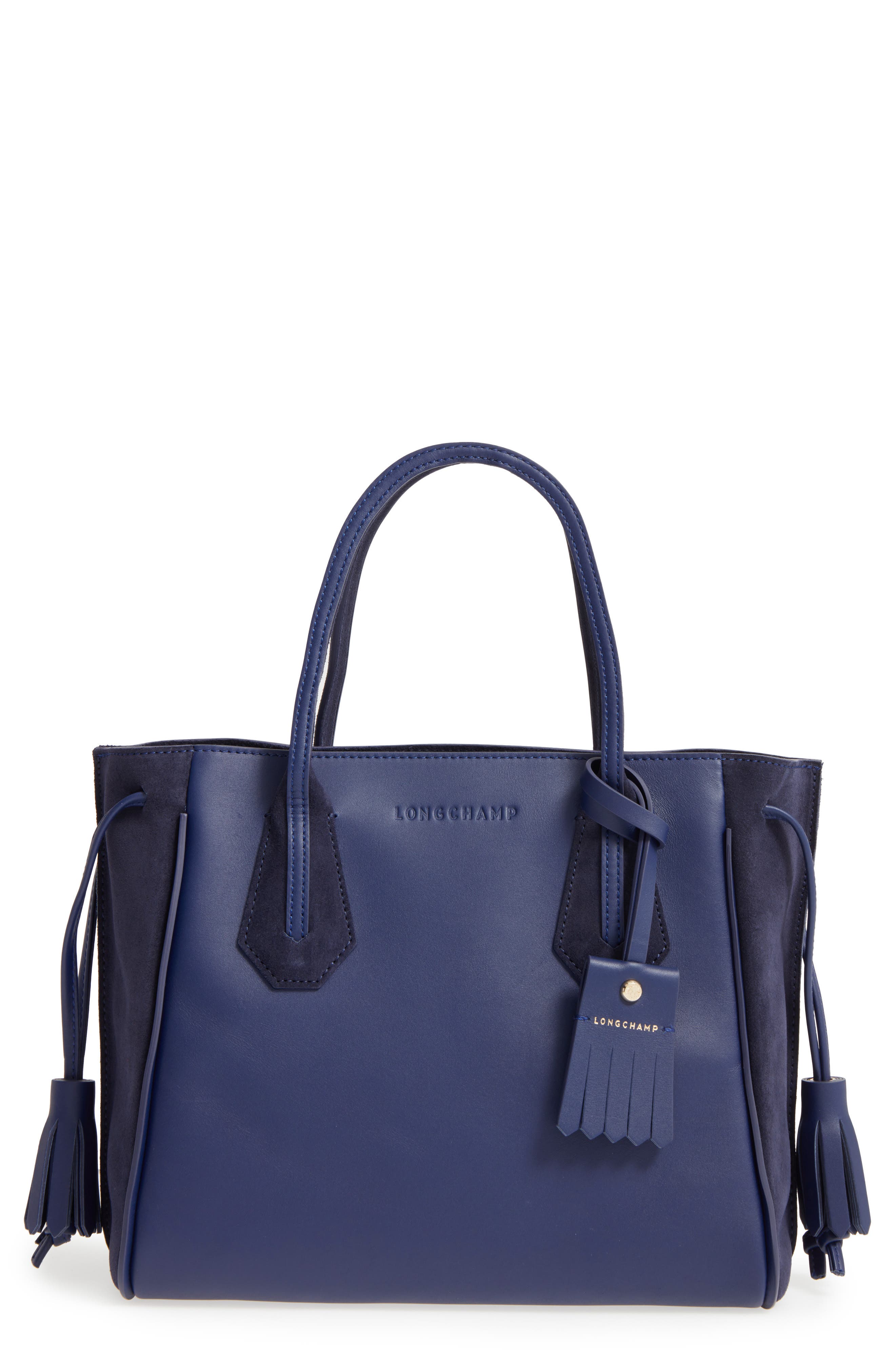 Longchamp 'Small Penelope Fantasie' Leather Tote, Main, color, Blue