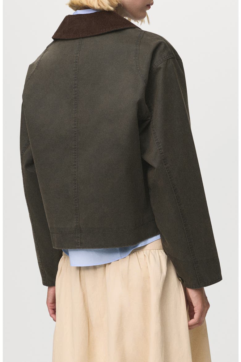 Corduroy Collar Denim Jacket, Alternate, color, KHAKI GREEN