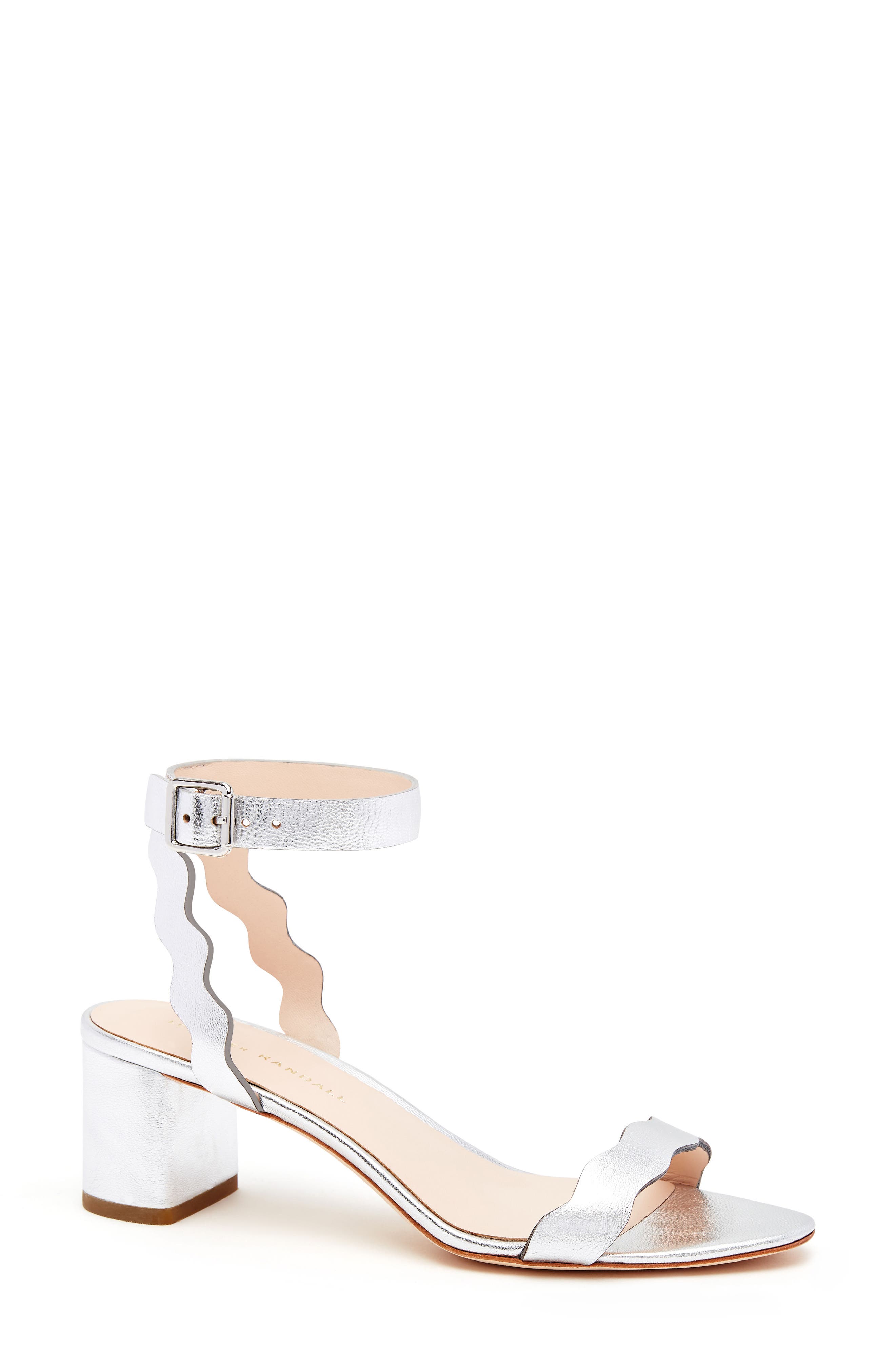 Emi Scalloped Sandal, Main, color, SILVER
