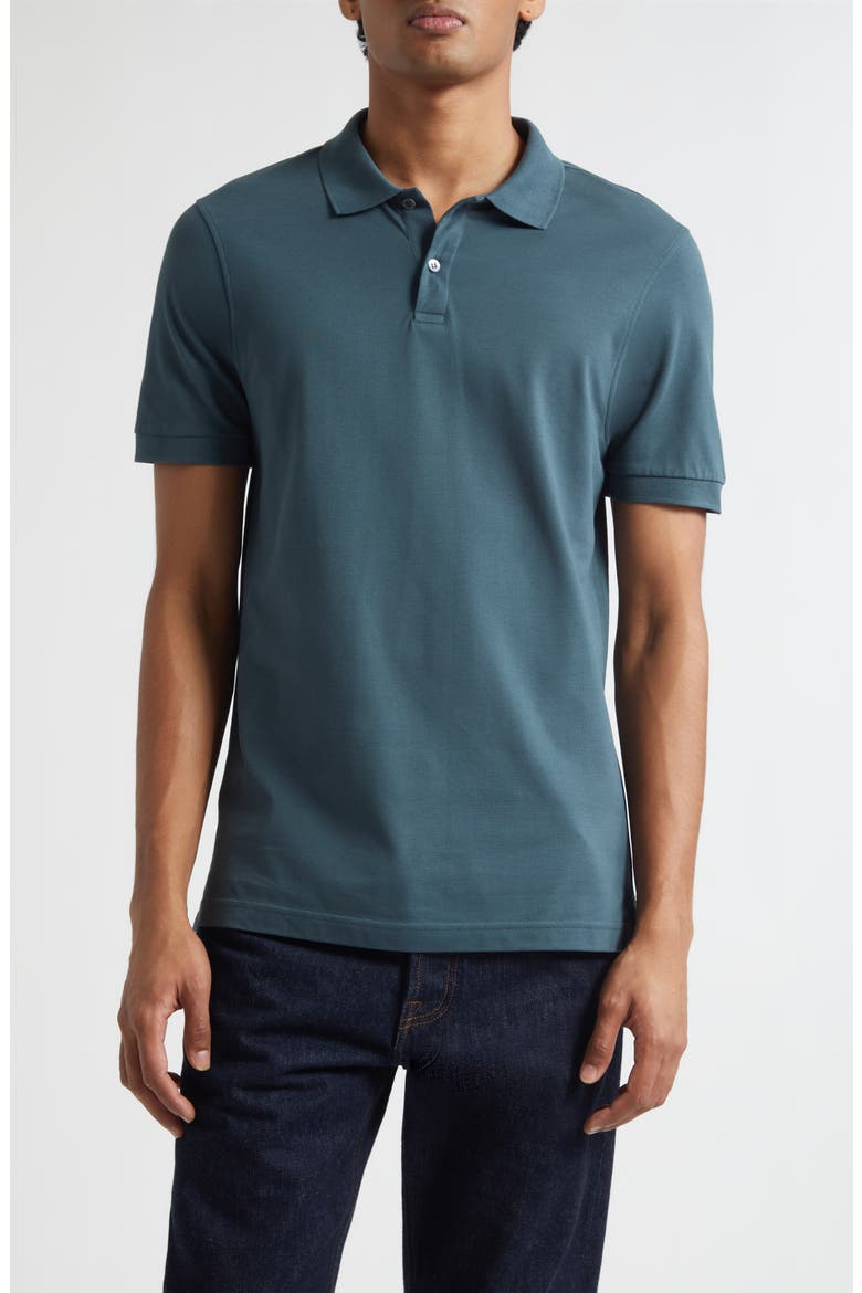Cotton Piqué Polo, Main, color, DARK PETROL