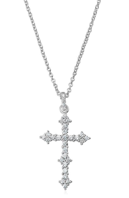 Crislu Pavé Cluster Cubic Zirconia Cross Pendant Necklace In Metallic