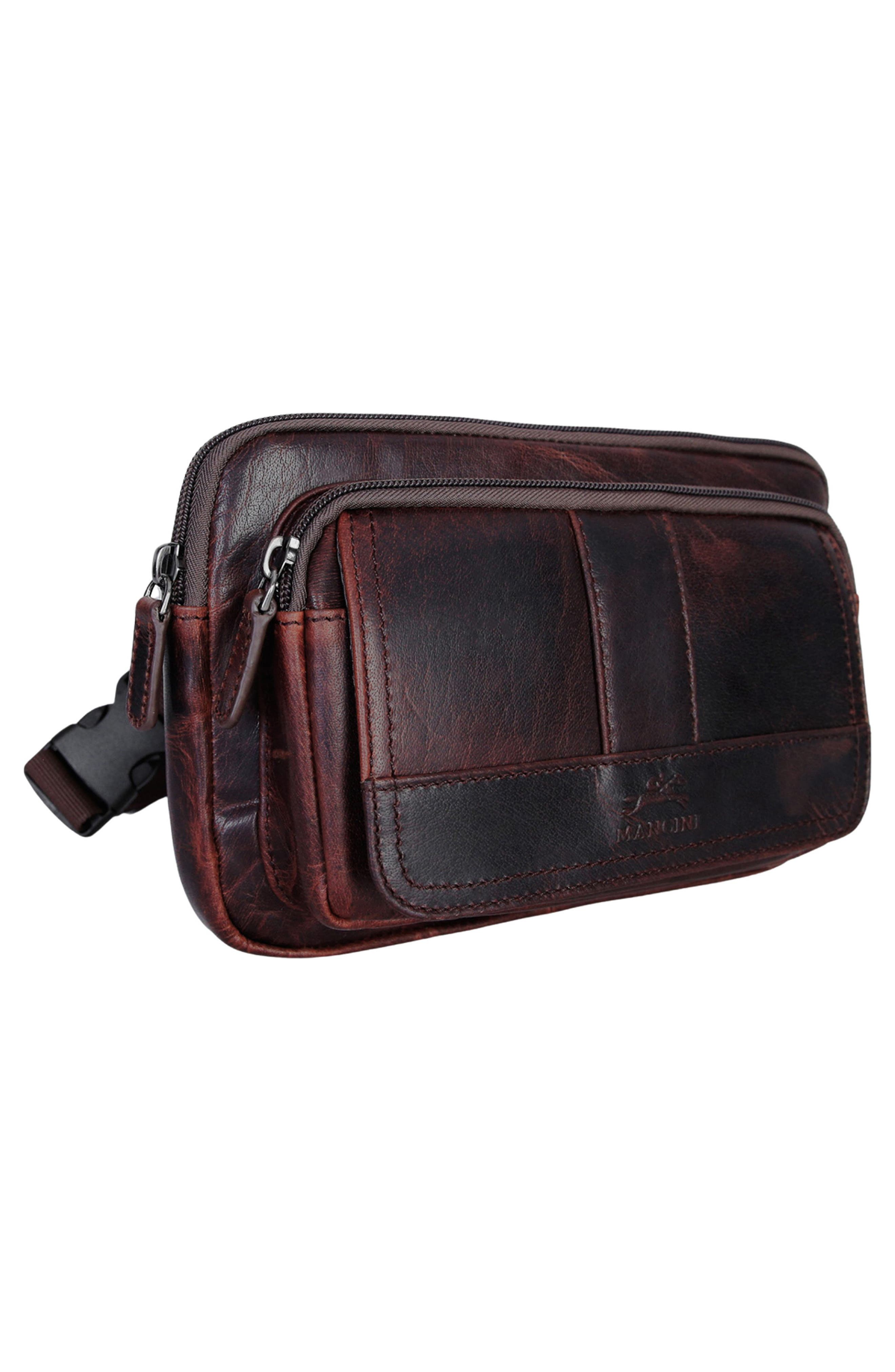 Mancini Buffalo Leather Belt Bag, Alternate, color, Brown