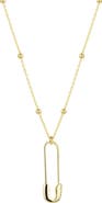 Spero London Sterling Silver Safety Pin Necklace With Beaded Satellite Chain