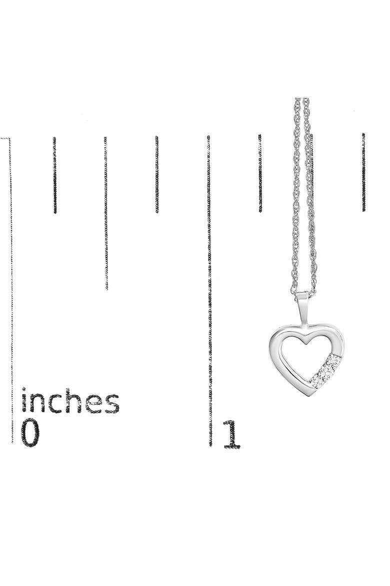 Silver Lab Grown Diamond 1/4 Cttw Three Stone Heart Pendant Necklace, Alternate, color, White