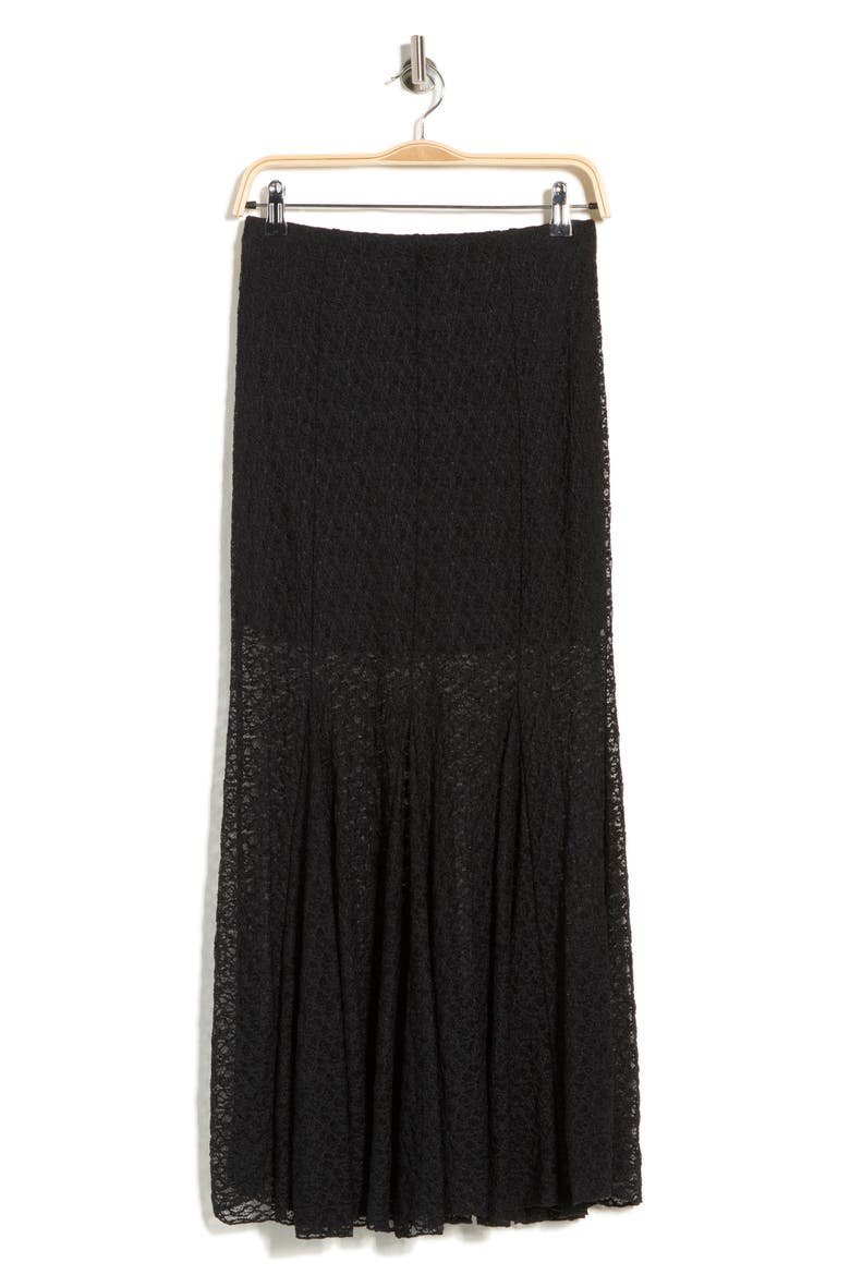 Lace Midi Skirt, Alternate, color, BLACK