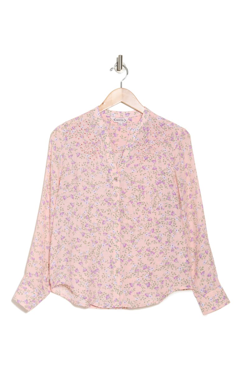 Long Sleeve Button-Up Top, Alternate, color, SUGAR CORAL 976-2