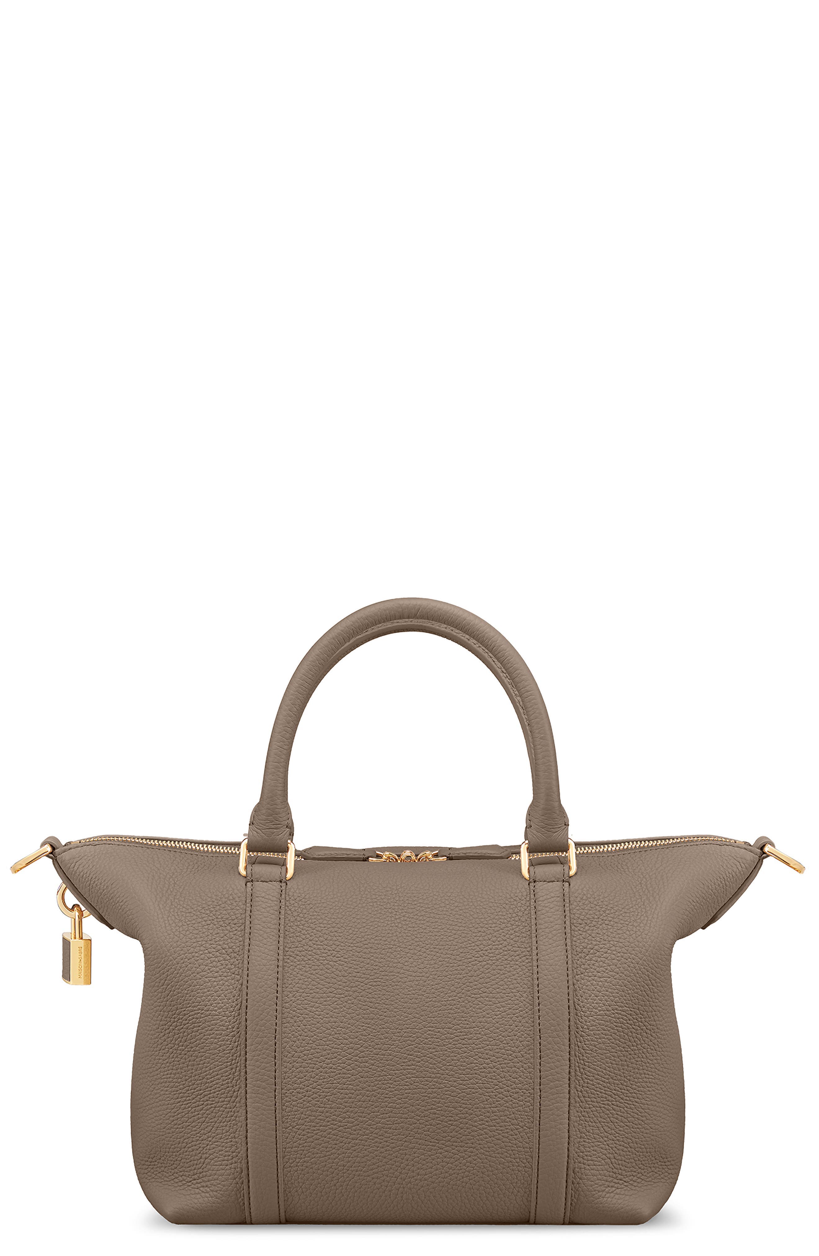 Small Leather Weekender, Alternate, color, Cashmere Clay