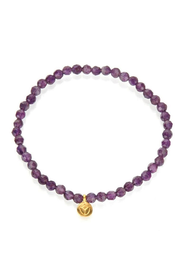 Tranquility Lotus Amethyst Gemstone Bracelet, Main, color, Purple