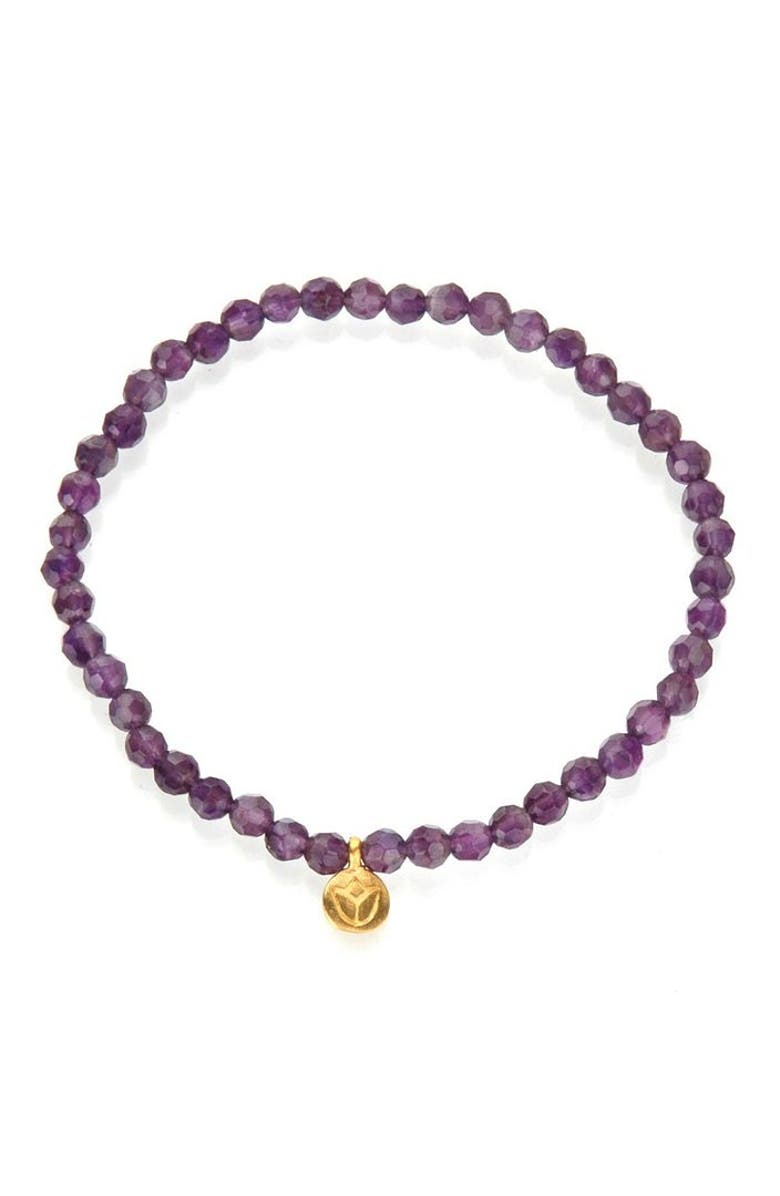 Satya Jewelry Tranquility Lotus Amethyst Gemstone Bracelet, Main, color, Purple